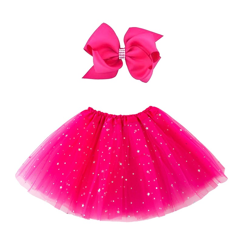 JastoreÂ® Girls Layered Stars Sequins Tutu Skirt Princess Ballet Dance Dress (Rose) - Image 1